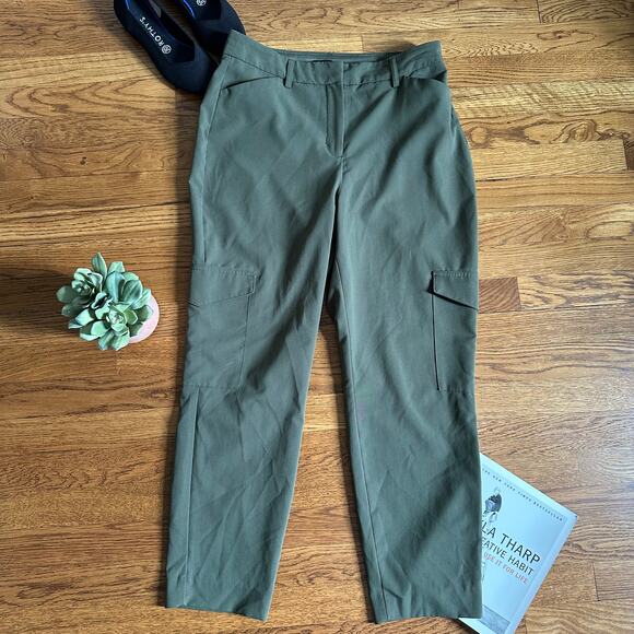 Express Olive Green Crop High Rise Trouser Pants - Picture 1 of 9
